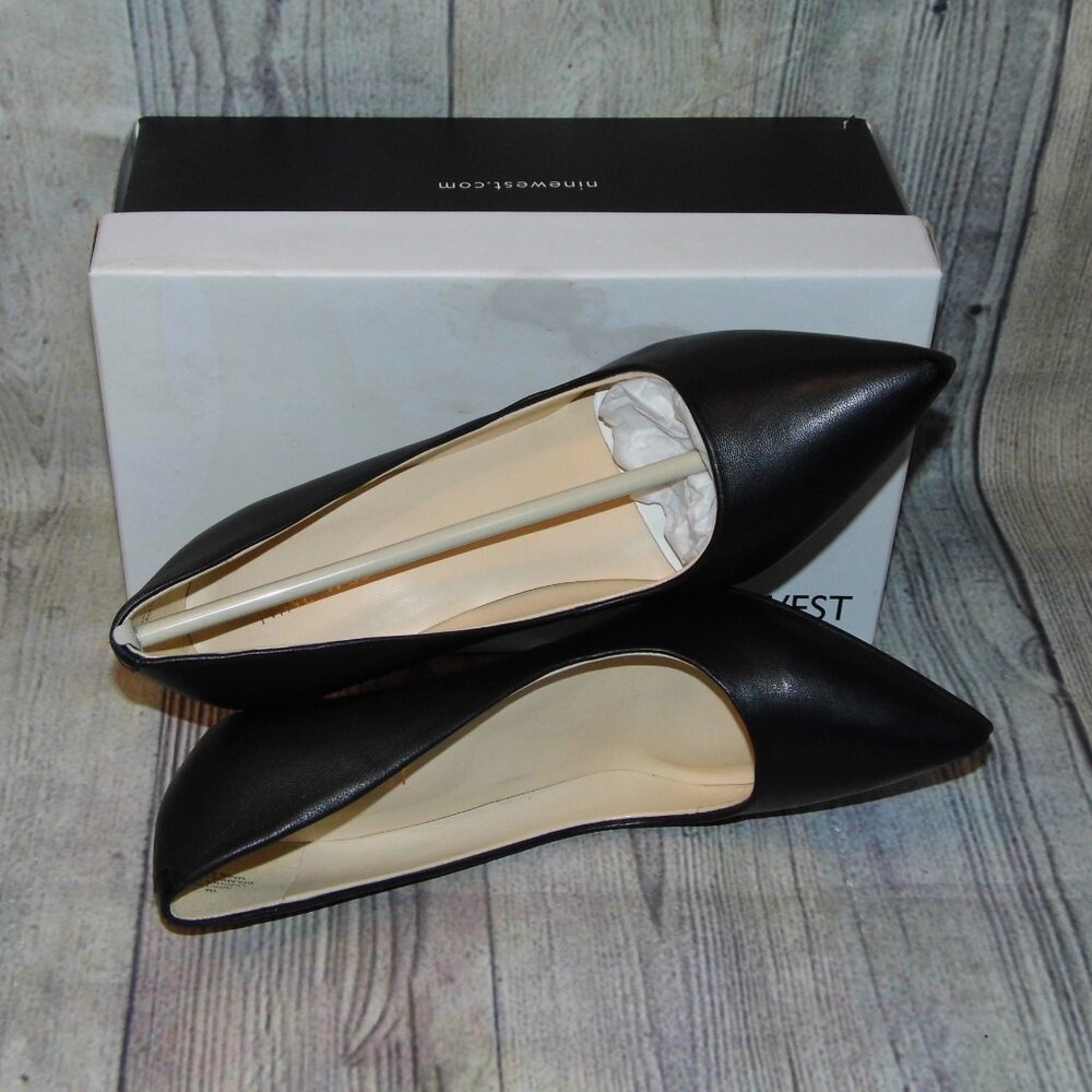 NINE WEST Etta Black Leather Heels Womens Size 7M - Picture 6 of 9